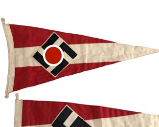 Lot of 3 Original WWII German Nazi Party Pennants - Authentic Third Reich NSDAP Vehicle / Rally Wimpel