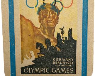 1936 Berlin Summer Olympics Souvenir Coaster - Third Reich Propaganda Art - Brandenburg Gate "Bierdeckel"