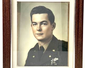 Vintage WWII Era Framed Portrait of a Decorated U.S. Army Combat Infantryman