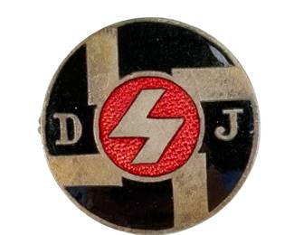 Original WWII German Third Reich Deutsches Jungvolk (DJ) Youth Membership Pin Badge, Pre-RZM "Ges. Gesch." Marked