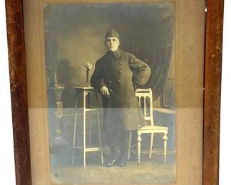 Antique WWI Imperial German Soldier Studio Portrait Photograph by J. Becker, Wittlich