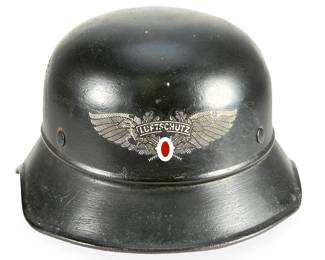 WWII German M38 Luftschutz Gladiator Helmet with Doctor's Name & Address Stamp