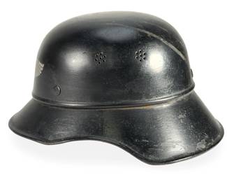 WWII German M38 Luftschutz Gladiator Helmet with Doctor's Name & Address Stamp