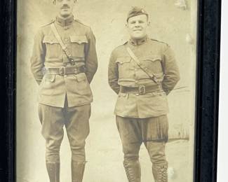 Antique WWI US Army AEF "Doughboy" Framed Photo Triptych