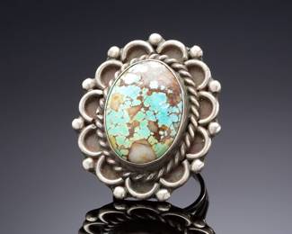 Vintage Navajo Sterling Silver & Royston Boulder Turquoise Ring, Mid-Century, Unsigned Native American Jewelry
