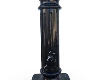 Vintage Neoclassical Fluted Column Pedestal in Nero Marquina Black Marble, 20th C.