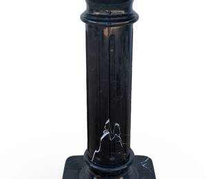 Vintage Neoclassical Fluted Column Pedestal in Nero Marquina Black Marble, 20th C.
