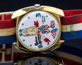 Vintage 1970s Spiro Agnew Watch by Dirty Time Co. - Swiss Made Political Satire Collectible