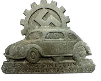 1938 VW Volkswagen Factory Cornerstone Laying Tinnie Badge - KdF-Wagen - Third Reich DAF