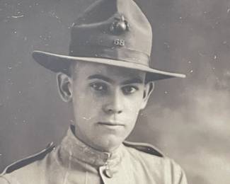 Original WWI 1918 US Marine Corps Portrait Photograph, 58th Company 5th Marines, Framed