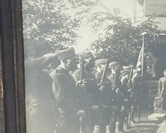 Antique WWI Era US Military Funeral Honor Guard Original Photograph, Framed