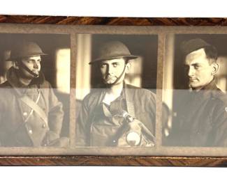 Evocative WWI Framed Photo Triptych of a U.S. V Corps "Doughboy" Soldier