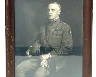 Compelling WWI Era US Army Senior NCO Photographic Portrait in Original Wood Frame