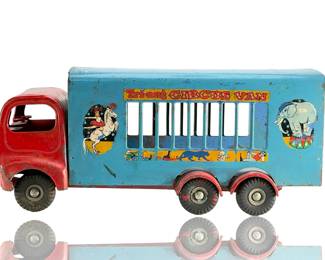 Vintage 1950s Tri-ang Pressed Steel Circus Van Lorry Truck, Large 23.5" Model with Original Decals
