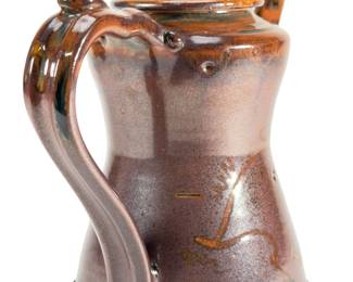 Fine Mid-Century Studio Pottery Gooseneck Teapot Signed Franklyn, Lustre Glaze