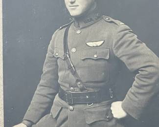 Original WWI Named U.S. Army Air Service Pilot Officer Photo Portrait, 1st Lt. Winfield Mason, Period Frame