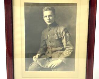 WWI US Army Doughboy Soldier Framed Studio Portrait V Corps Patch