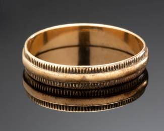 Vintage Mid-Century 14K Yellow Gold Double Milgrain Wedding Band Ring Sz 9.5