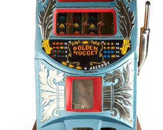 Vintage 1950s Mills Golden Nugget 25¢ Slot Machine, Restored, Art Deco, Las Vegas Casino History