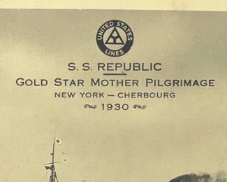 Historic 1930 WWI Gold Star Mother Pilgrimage Commemorative Photograph of the S.S. Republic