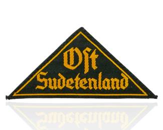 WWII German Hitler Youth HJ Sleeve Triangle Patch Ost Sudetenland with RZM Tag - Unissued Mint