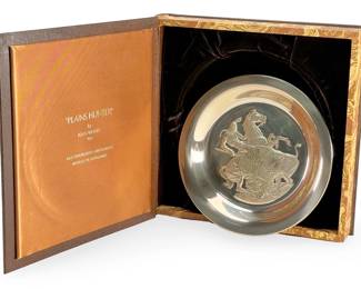 1973 John Weaver "Plains Hunter" Sterling Silver Franklin Mint Collector Plate w/ Box