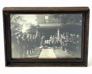 Antique WWI Era US Military Funeral Honor Guard Original Photograph, Framed