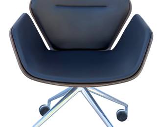 Iconic Jehs+Laub for Davis "Ginkgo" Modern Conference Chair, Bent Plywood & Black Leather