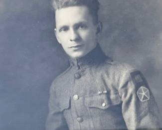 WWI US Army Doughboy Soldier Framed Studio Portrait V Corps Patch