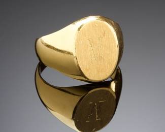 Vintage Black, Starr & Frost 18K Gold Gentleman's Signet Ring, Gilded Age, "M" Monogram