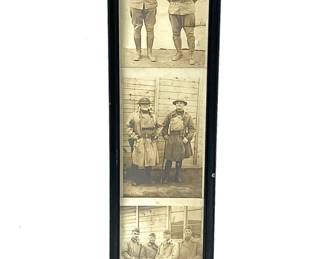 Antique WWI US Army AEF "Doughboy" Framed Photo Triptych