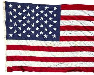 Vintage 50-Star US American Interment Flag by VALLEY FORGE, Large 5'x9.5' Ceremonial Cotton Bunting