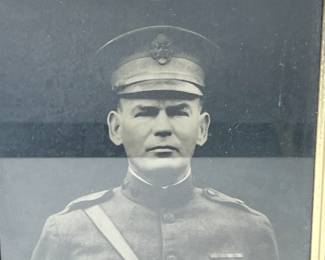 Vintage WWI Era US Army Officer Portrait Photograph in Wood Frame, c. 1917-1919