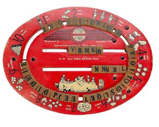 Vintage 1940 Richmond No. 50 Spelling & Number Board Educational Toy Muncie, IN