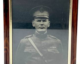 Vintage WWI Era US Army Officer Portrait Photograph in Wood Frame, c. 1917-1919