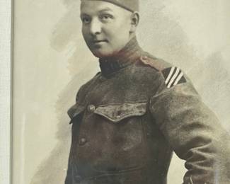 Antique WWI Framed Portrait of a US 3rd Infantry Division Soldier, Germany 1919