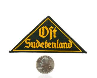 WWII German Hitler Youth HJ Sleeve Triangle Patch Ost Sudetenland with RZM Tag - Unissued Mint