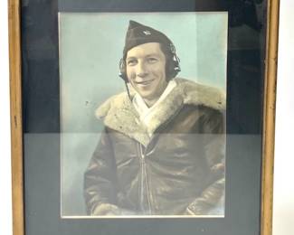 Captivating WWII Era USAAF Airman Framed Portrait Photograph
