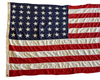 Vintage WWII Era 48-Star US Flag, Dettra "Bull Dog Bunting", 5x9.5 Ft G-Spec Interment / Storm Flag, Embroidered Stars