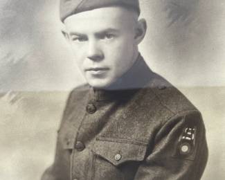 Historic WWI US Army 'Doughboy' Soldier Framed Studio Portrait with A.E.F. Insignia