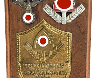 WWII German Veteran Commemorative Service Plaque with RAD & Heer Insignia - Reichsarbeitsdienst Wehrmacht