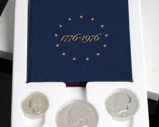 1976-S US Bicentennial 3-Coin Silver Proof Set - 40% Silver Dollar, Half & Quarter in OGP Booklet