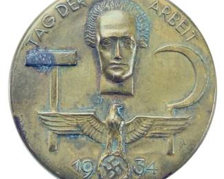 WW2 German 1934 Day of Labour Tinnie - Tag der Arbeit Badge by Scheideanstalt Oberstein