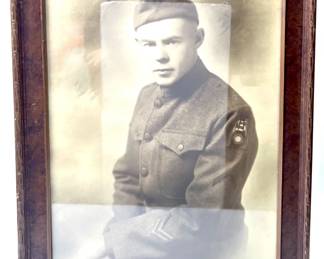 Historic WWI US Army 'Doughboy' Soldier Framed Studio Portrait with A.E.F. Insignia