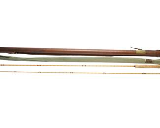 Exceptional c. 1936 Hardy "The Perfection" Palakona Split-Cane Bamboo Fly Rod with Royal Warrant Bag & Bespoke Provenance Tube for James H. Staub