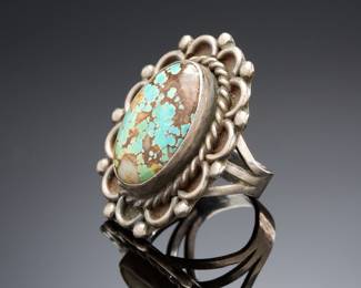 Vintage Navajo Sterling Silver & Royston Boulder Turquoise Ring, Mid-Century, Unsigned Native American Jewelry