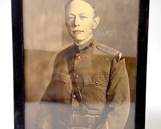 Antique WWI U.S. Army Medical Department Officer Framed Portrait Photograph