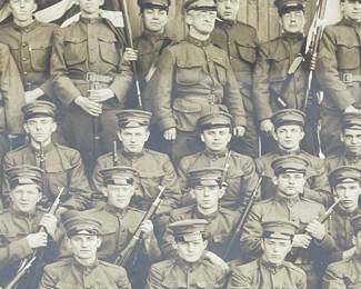 Large Original WWI US Army 'Doughboy' Infantry Company Photograph in Period Frame