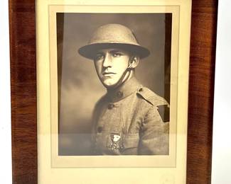 Vintage WWI US Army "Doughboy" Soldier Portrait in Frame, 28th Infantry "Keystone" Division