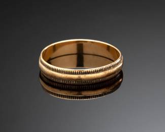 Vintage Mid-Century 14K Yellow Gold Double Milgrain Wedding Band Ring Sz 9.5